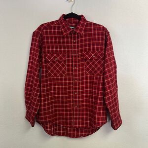VTG 90s Uniqlo Men's Flannel Plaid Collared Buttons Up Long‎ Sleeve Shirt Size M